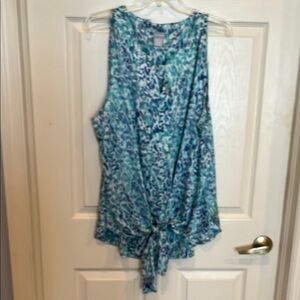 # Chico's (4=XXL) Blue Sleeveless Blouse with Tie Front